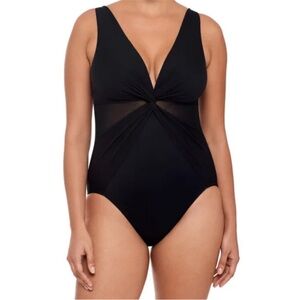 Miraclesuit Black Twist-Front V-Neck One-Piece Swimsuit
